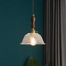 Axyaa Modern LED Pendant Light with Wood Handle & Clear Glass