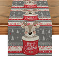 Axyaa Christmas Deer Socks & Holly Berries Table Runner - Home & Wedding Centerpieces