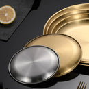 Axyaa Stainless Steel BBQ Plate Shallow Round Dining Dish Bone Spitting Korean Style
