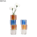 Axyaa Crystal Cylinder Glass Vase for Desk Decoration and Floral Arrangement