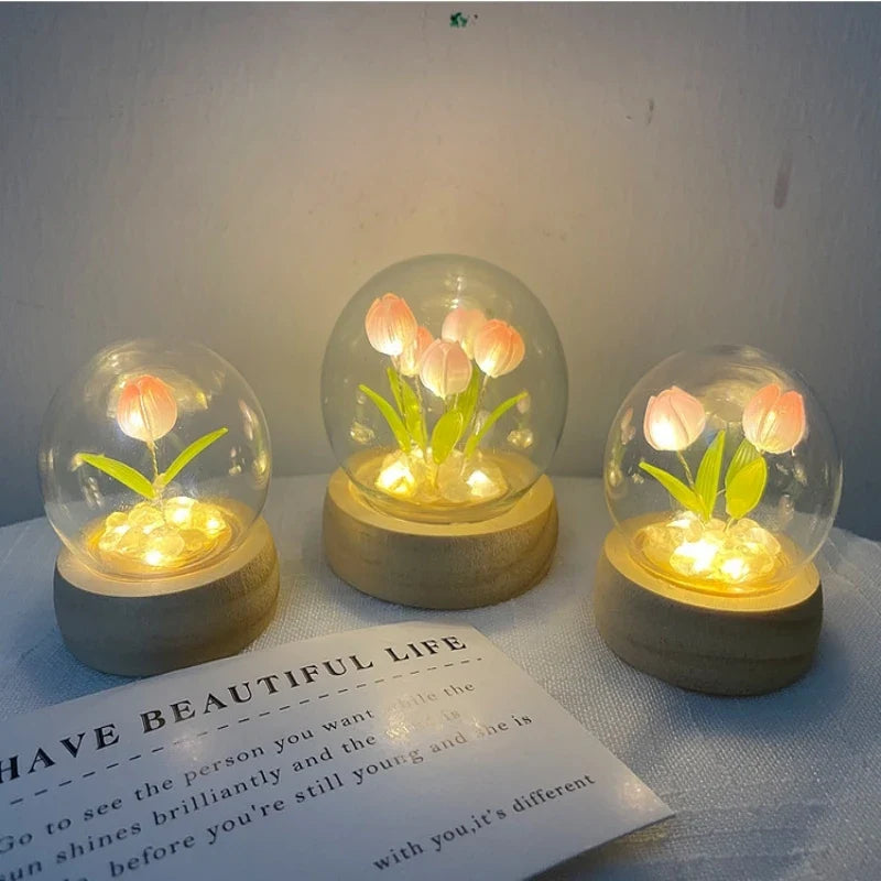 Axyaa Tulip Night Light DIY Kit: Romantic LED Flower Ambient Light Material Package