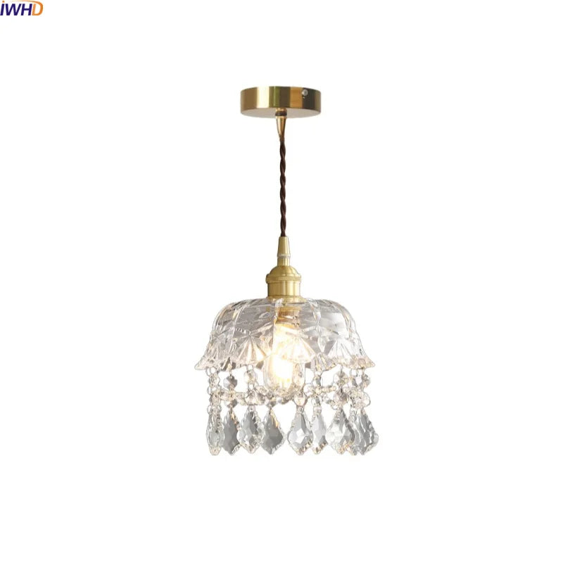Axyaa Clear Glass Crystal LED Pendant Light for Luxury Home Decor