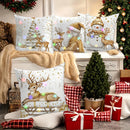 Axyaa Christmas LED Luminous Pillowcase with Snowman Santa Reindeer Pattern