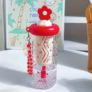 Axyaa Flower Tea Glass Straw Tumbler Water Bottle Girls Cold Beverage Cup