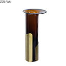 Axyaa Brown Glass Vase with Golden Frame for Modern Floral Arrangement