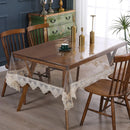 Axyaa Waterproof Clear PVC Lace Tablecloth for Dining Table Outdoor Party Decor