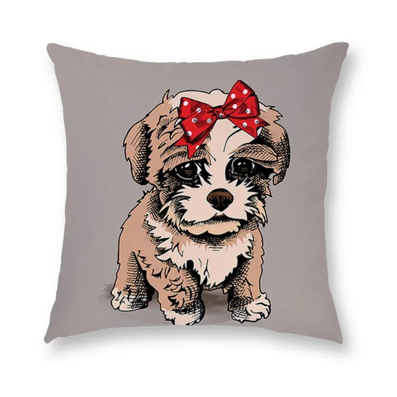 Axyaa Cartoon Dog Cushion Cover - Decorative Pillowcase for Home and Car - 45*45cm