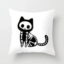 Skull Cat Black Pillowcase 45x45cm Home Decor for Sofa & Car - Axyaa