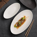 Axyaa Matte Striped Oval Ceramic Fish Plate for Molecular Cuisine Tableware