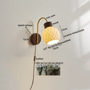 Axyaa Ceramic Wood LED Wall Sconce Pull Chain Switch Nordic Stair Light Fixtures