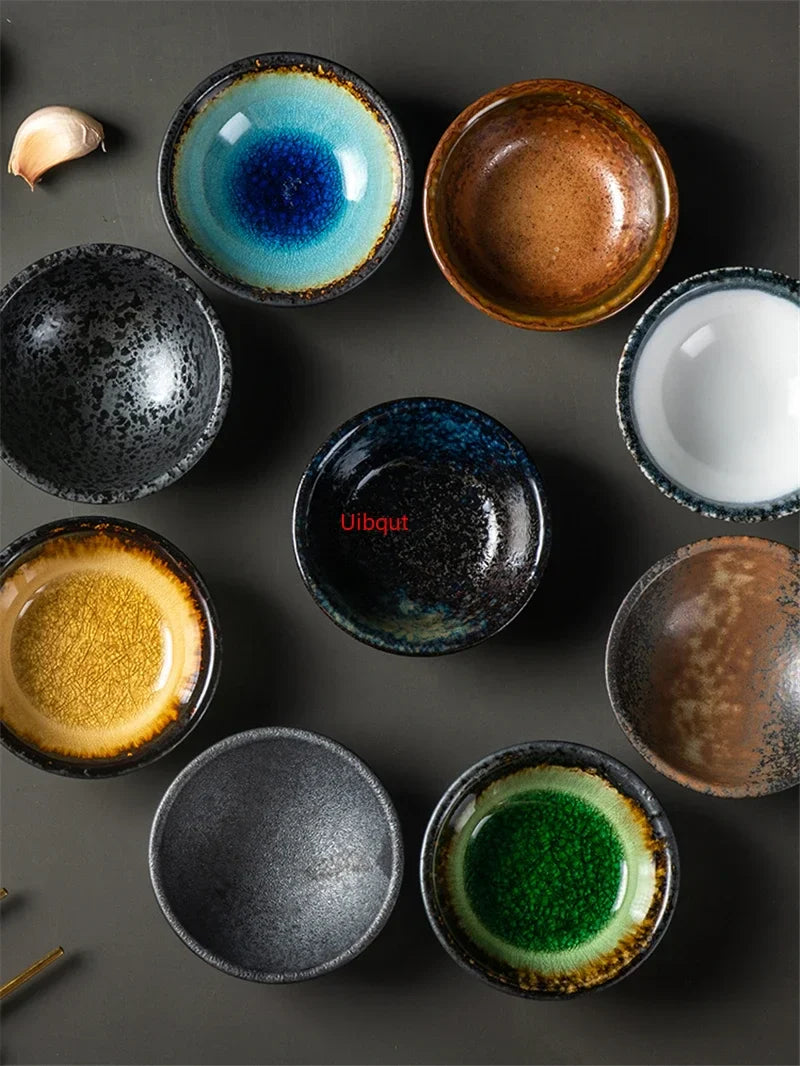 Axya Ceramic Plate Round Disc Sauce Bottle Soy Sauce Tray Condimemt Bottle