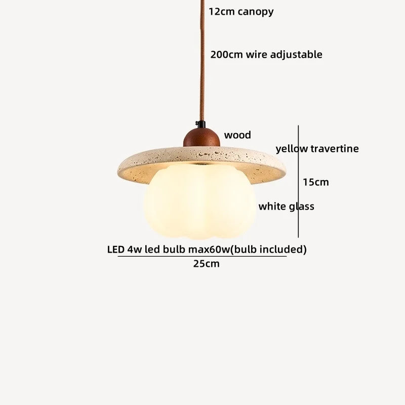 Axyaa White Glass Ball LED Pendant Lights Wabi Sabi Hanging Lamp