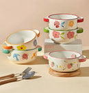 Axyaa 6-inch Kids Ceramic Steamed Egg Double Ear Bowl