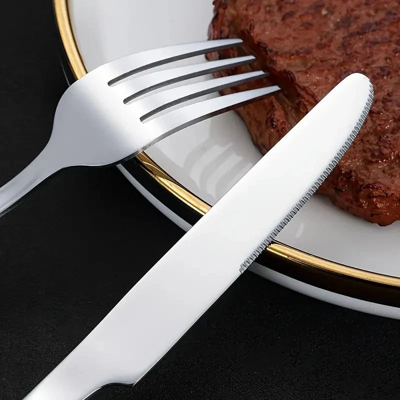 Axyaa Stainless Steel Tableware Set - High-End Knife, Fork, Spoon for Kitchen & Restaurant