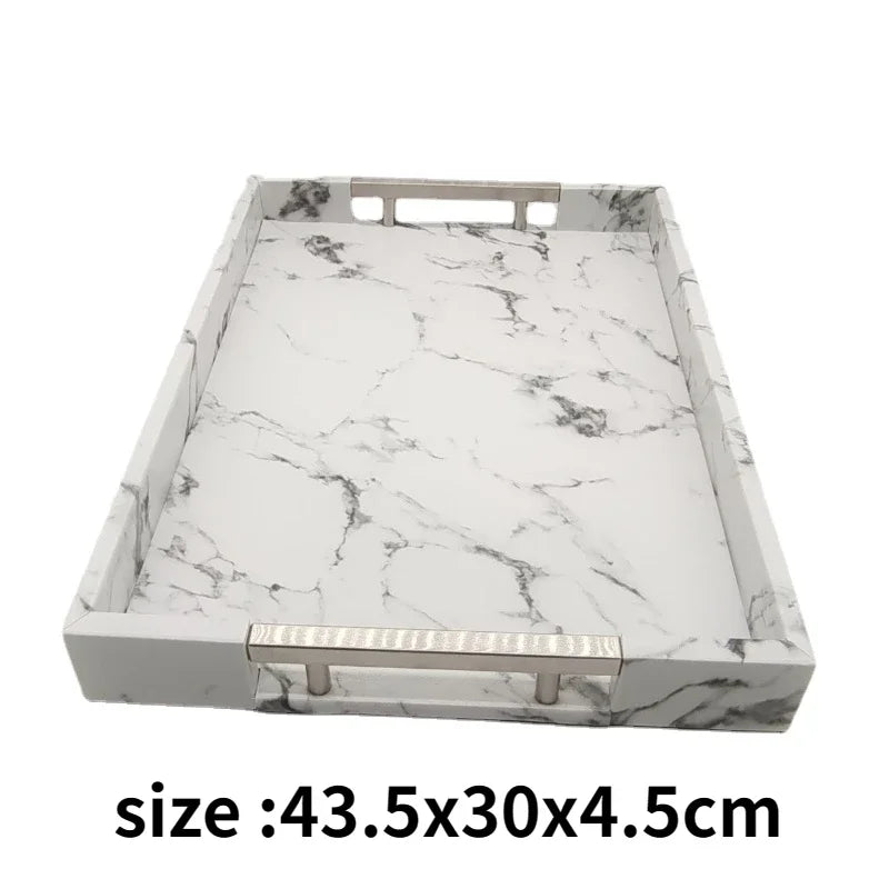 Axya Marble Effect Gold Trays Multicolor Desktop Organizer Storage Tray