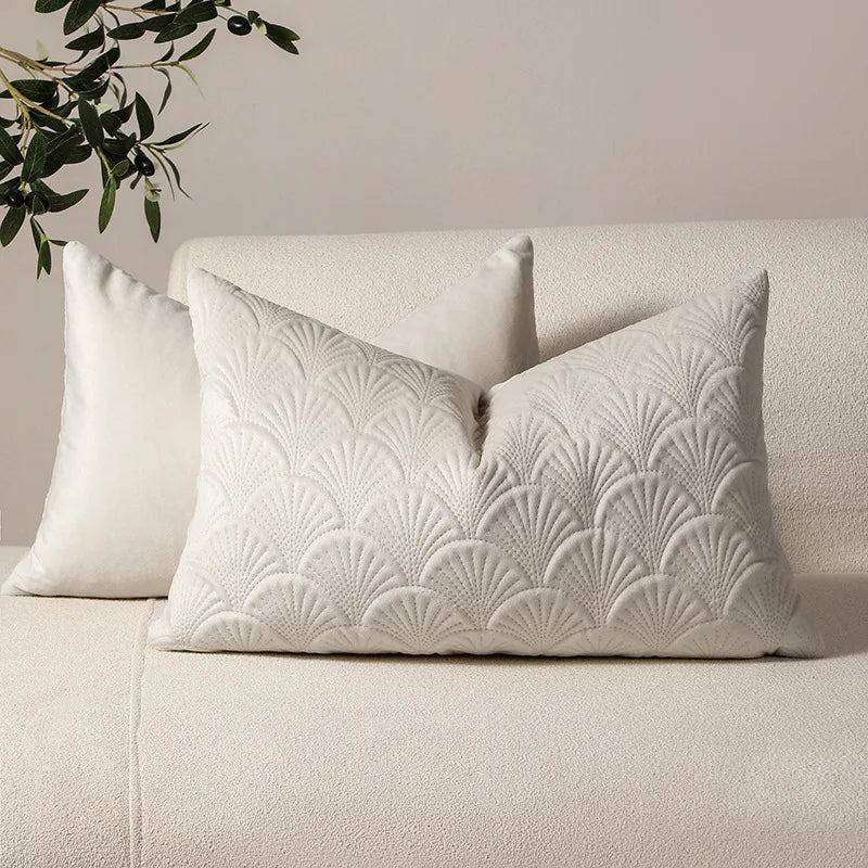 Axyaa Velvet Shell Pattern Throw Pillowcase for Home Decor
