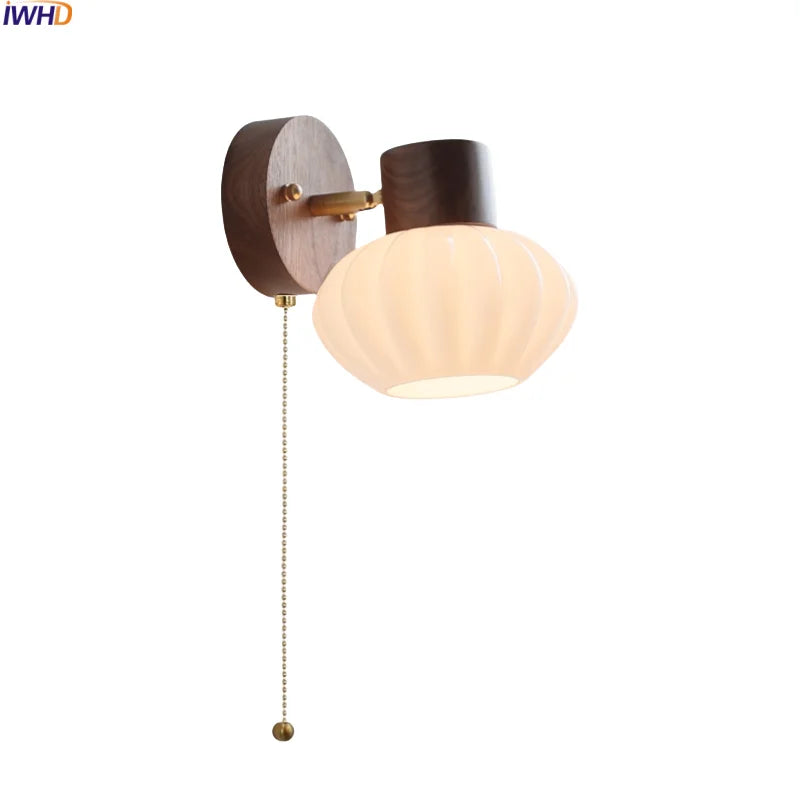 Axyaa White Glass LED Wall Light Pumpkin Stairs Modern Nordic Decor Bedside Lamp