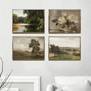 French Country Spring Landscape Canvas Painting Wall Art by Axyaa - Farmhouse Home Decor