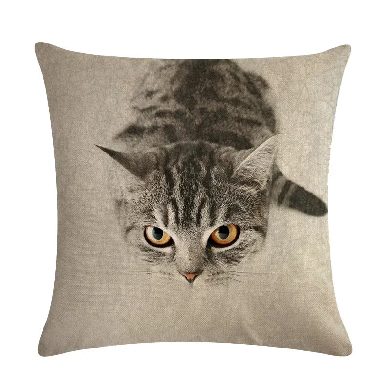 Axyaa Animal Pillowcase Family Car Pillow Case Cartoon Flax Cushion Cover