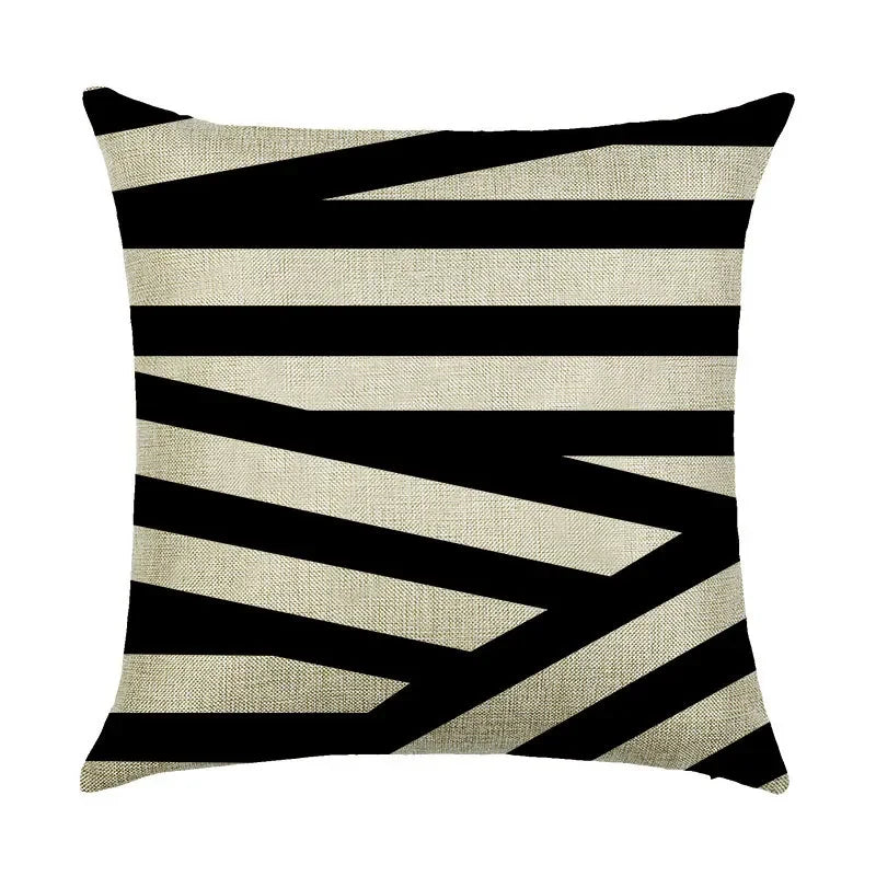 Axyaa Abstract Geometry Linen Pillowcase 45*45cm Square Home Sofa Decor Cover