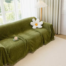 Axyaa Solid Non-Slip Sofa Cover with Tassel Edge - Breathable & Washable