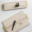 Axya Vintage Style Natural Storage Tray with Gold Handles