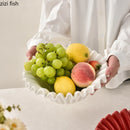 Axyaa Wave Edge Ceramic Fruit Plate Snack Bowl Set