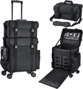 Axyaa Makeup Artist Wheeled Travel Case - 2in1 Professional Cosmetic Organizer