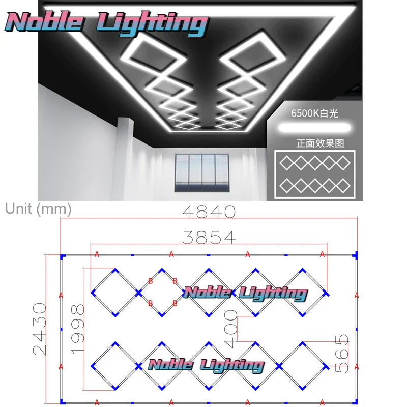 Axyaa 4.8X2.4M Hexagon LED Garage Ceiling Lights 6500K - Linkable Brilliance