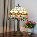 Axyaa Stained Glass Rose Table Lamp Vintage Desk Light Mediterranean Style