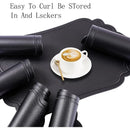 Axyaa Black Irregular Imitation Leather Placemats for Dining Table_representation