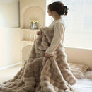 Axyaa Ultra Plush Bubble Fleece Throw Blanket for Home, Sofa, Travel - Reversible, All-Season