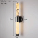 Axyaa Marble LED Wall Light Dimmable Stone Sconce in Black Metal