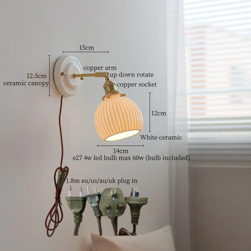 Axyaa Ceramic Pumpkin LED Wall Light - Nordic Minimalism Wandlamp