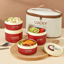 Axyaa Stainless Steel Insulated Lunch Box Set with Cutlery and Thermal Bag