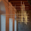 Axyaa Gold Black Linear LED Chandelier for Hotel Dinning Room