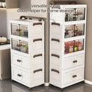 Axyaa 3-5 Tier Storage Cart - Wide Foldable Rolling Cabinet for Home Organization