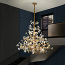 Axyaa Brass Crystal Branch Chandelier for Living, Dining, Bedroom - Creative Tree Art