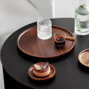 Axyaa Wooden Food Storage Tray: Round Tea Dessert Cake Plate & Household Organizer