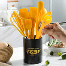 Axyaa Yellow Silicone Kitchenware Set with Storage Bucket