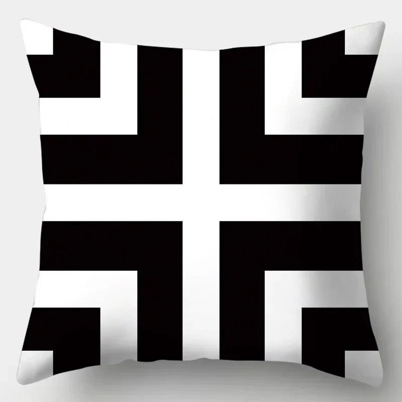 Axyaa Black White Modern Cushion Cover 45x45cm Polyester Decorative Pillow Case