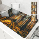 Autumn Scenery Kitchen Absorbent Draining Mat by Axyaa - Quick Dry Dish Drying Mat