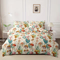 Axyaa Vibrant Mushroom Plant Duvet Cover Set - Soft Floral Design for Bedroom