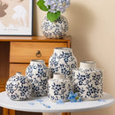 Axyaa Blue White Porcelain Vase Retro Chinese Wine Medieval Ceramics Home Decor