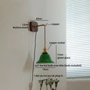 Axyaa Vintage Industrial Green Glass Wall Light with Switch