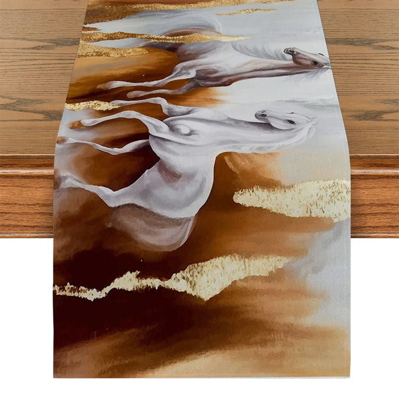 Axyaa Horse Flower Table Runner: Elegant Dining Decor for Holiday Parties