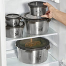 Axyaa Stainless Steel Fridge Fresh-keeping Container, Stackable & Microwave Safe