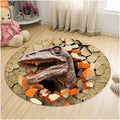 Axyaa Dinosaur Cartoon Kids Round Carpet Rug for Home Floor - Anti-Slip Mats