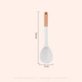 Axyaa Silicone Kitchen Utensil Set with Thick White Wooden Handle - 7 Pieces