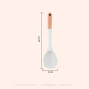 Axyaa Silicone Kitchen Utensil Set with Thick White Wooden Handle - 7 Pieces